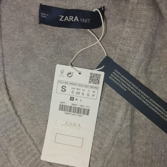 NWT Zara Beige Oversized Contrasting Lace Sleeve/Shoulder Details Sweater. S - Picture 9 of 9